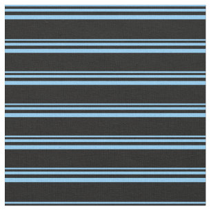Light Sky Blue und Black Lined Pattern Stoff