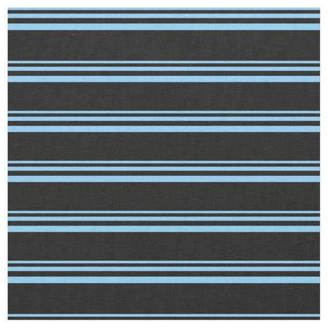 Light Sky Blue und Black Lined Pattern Stoff (Nahaufnahme)