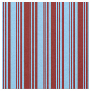 Light Sky Blue und Maroon Lined Pattern Stoff