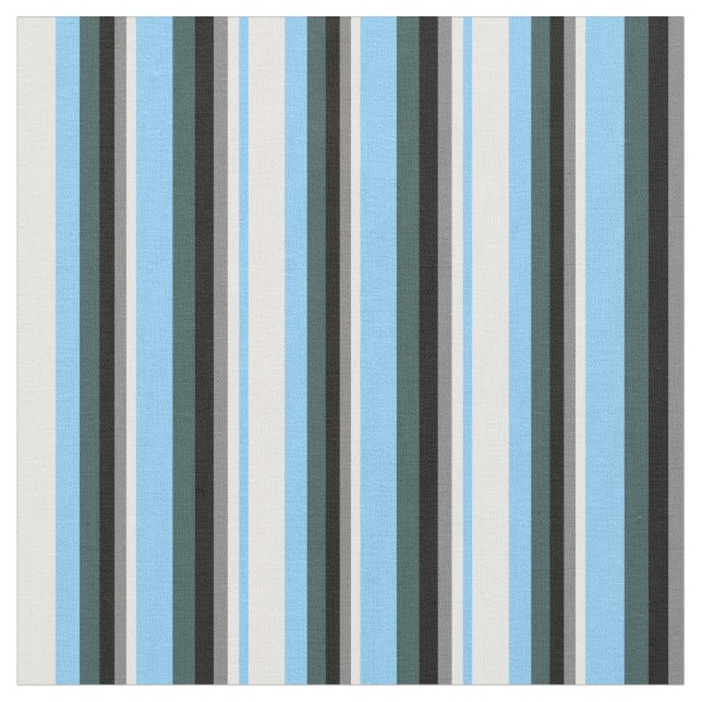 Light Sky Blue, White, Grau, Black & Slate Grau Stoff (Nahaufnahme)