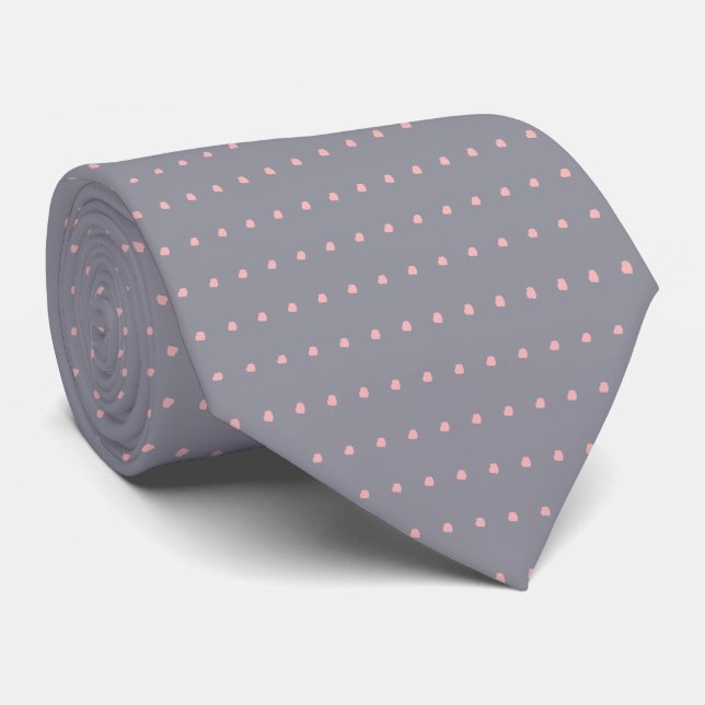 Light Slate Gray and Blush Polka Dots Krawatte, Kr Krawatte (Gerollt)