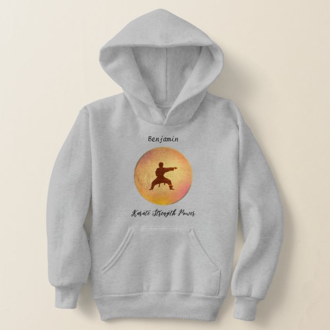 Light Steel Black Typografy Karate Martial Arts Hoodie (Ablage )
