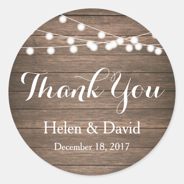 Light Strings Danke Gastgeschenk Hochzeit Stickers (Vorderseite)
