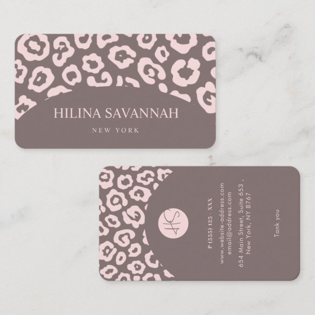Light Taupe Cheetah Skin Business Card Visitenkarte (Vorne/Hinten)