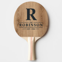 Light Teak Wood Family Name & Initial Tischtennis Schläger