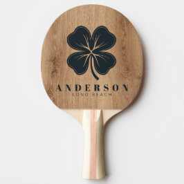 Light Teak Wood Four Leaf Clover with Name Tischtennis Schläger