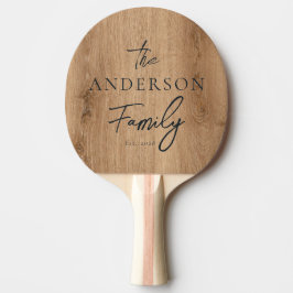 Light Teak Wood Hand Written Family Name Tischtennis Schläger