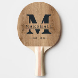 Light Teak Wood Monogram & Name Overlay Tischtennis Schläger