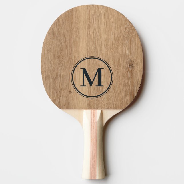 Light Teak Wood Monogram Tischtennis Schläger (Rückseite)
