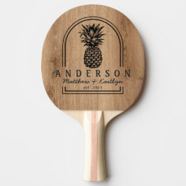 Light Teak Wood Pineapple Wedding Arch & Name Tischtennis Schläger