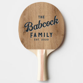 Light Teak Wood Retro Family Name & Year Tischtennis Schläger
