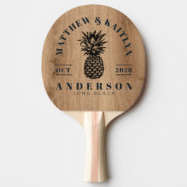Light Teak Wood Tropical Pineapple Wedding Crest Tischtennis Schläger