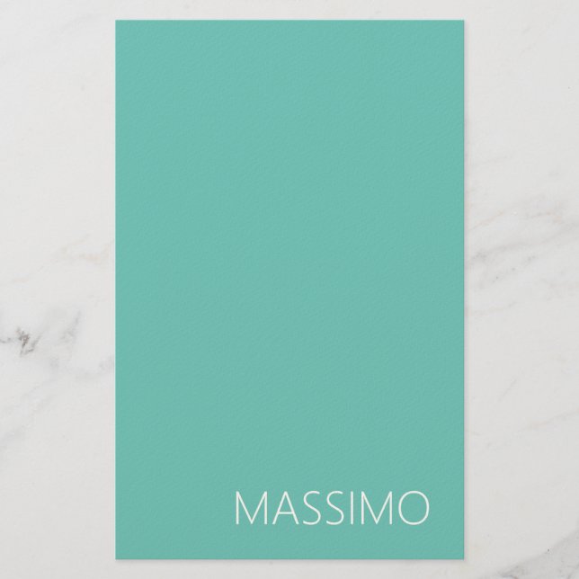 Light Teal Trendy Modern Minimalist Chic Name Briefpapier (Vorderseite)