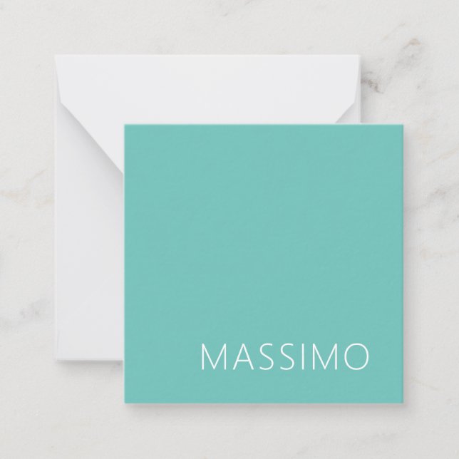 Light Teal Trendy Modern Minimalist Chic Name Mitteilungskarte (Vorderseite)