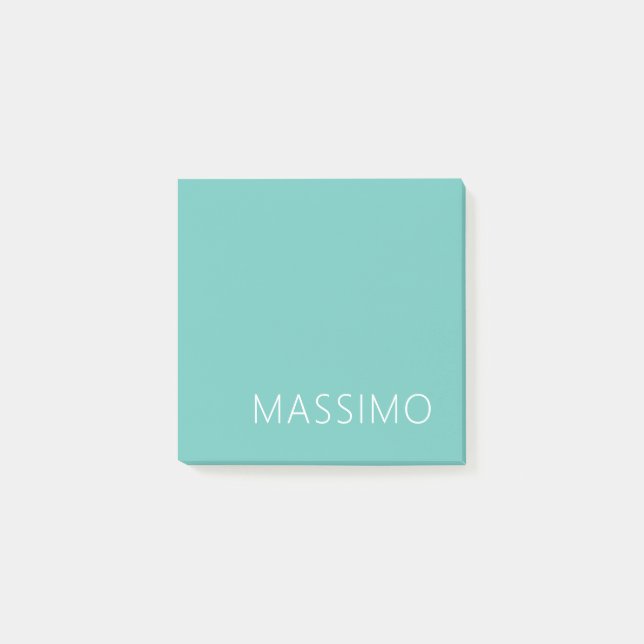 Light Teal Trendy Modern Minimalist Chic Name Post-it Klebezettel (Vorderseite)