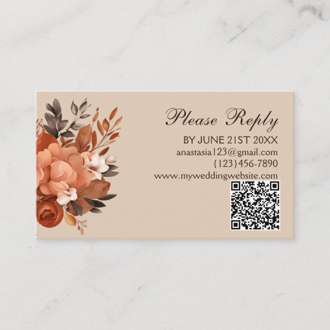 Light Terracotta and Burnt Orange Wedding Begleitkarte (Vorderseite)