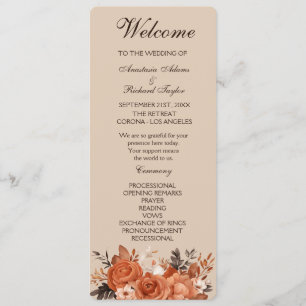 Light Terracotta and Burnt Orange Wedding Programm