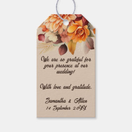 Light Terracotta Fall Floral Gastgeschenk Hochzeit Geschenkanhänger