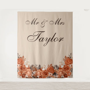 Light Terracotta und Burnt Orange Weddrop Wandteppich