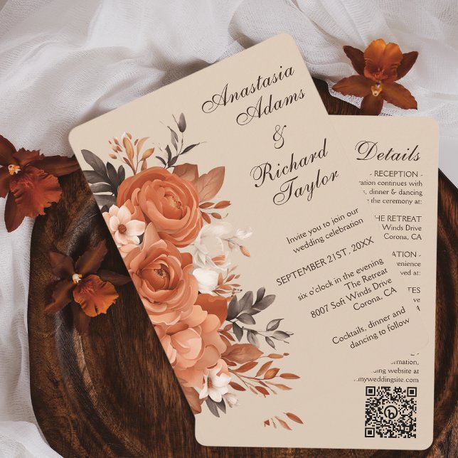 Light Terracotta und Orange Wedding Einladung (Light Terracotta & Burnt Orange Wedding Invitation)