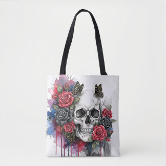 Light the Legacy – Gothic Skull & Rose-Tasche Tasche