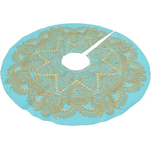 Light Türkis Blue Green Mandala Star Pattern Polyester Weihnachtsbaumdecke
