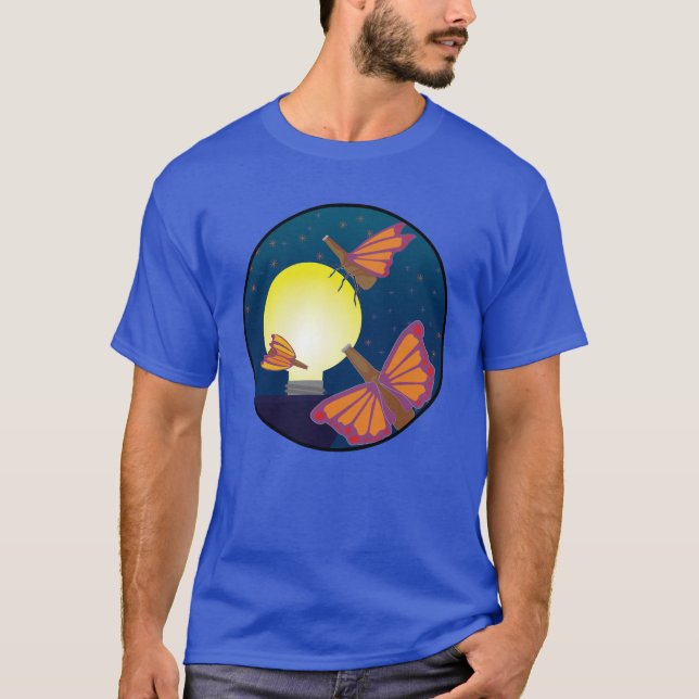 Light Up The Night Bottlefly Moths to a Lightbulb T-Shirt (Vorderseite)