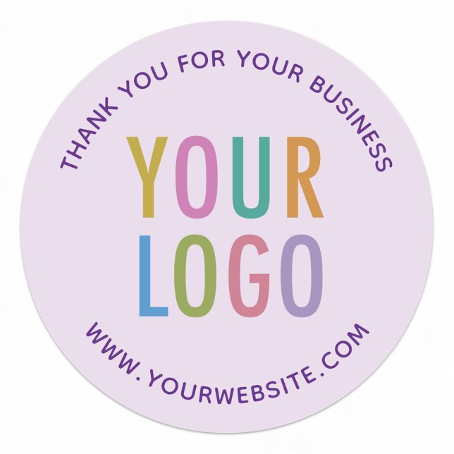 Light Violet Lila Vielen Dank, dass Sie das Logo f Runder Aufkleber (MISOOK Lilac Purple Thank You for Your Business Stickers)