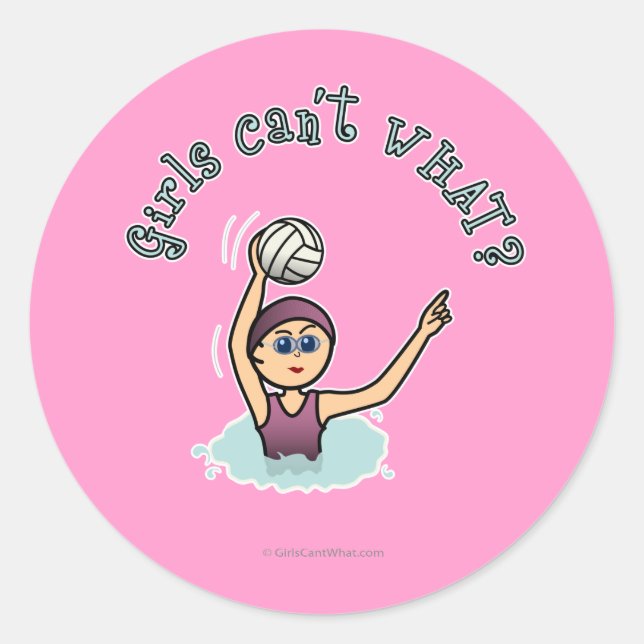 Light Water Polo Player Girl Runder Aufkleber (Vorderseite)