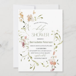 Light Watercolor Wildblumen Babydusche Einladung