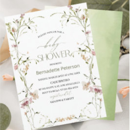 Light Watercolor Wildblumen Babydusche Einladung