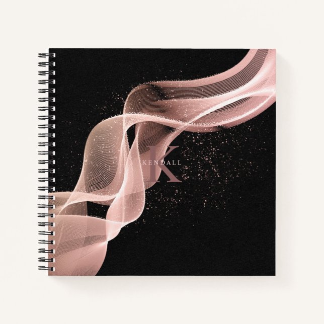 Light Wave and Stardust Monogram Rose Gold ID781 Notizbuch (Vorderseite)