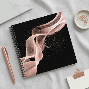 Light Wave und Stardust Monogramm Roségold ID781 Notizbuch