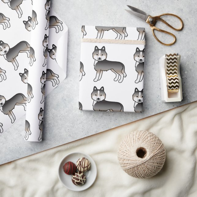 Light Wolf Grau Siberian Husky Niedlich Hunde Must Geschenkpapier (Kunsthandwerk)