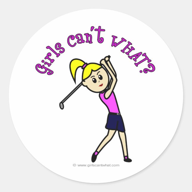 Light Woman Golfer Runder Aufkleber (Vorderseite)