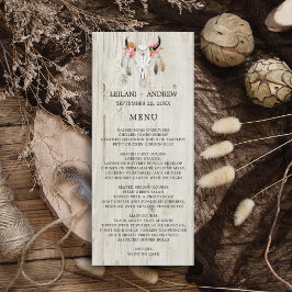 Light Wood Rustic Antler Wedding Menu Menükarte
