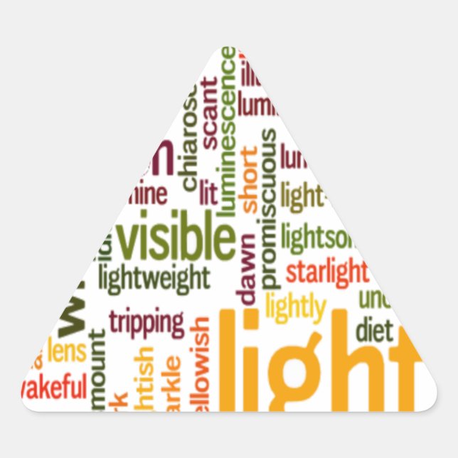 Light Word Cloud Art Print Dreieckiger Aufkleber (Vorderseite)