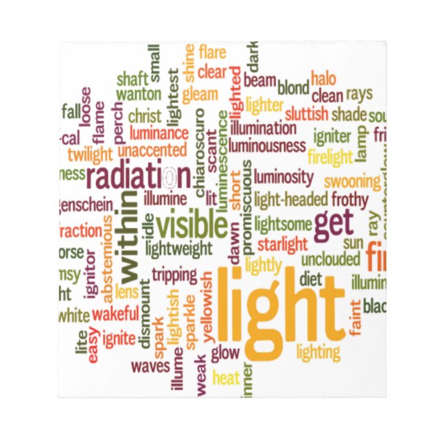 Light Word Cloud Art Print Notizblock (Vorderseite)