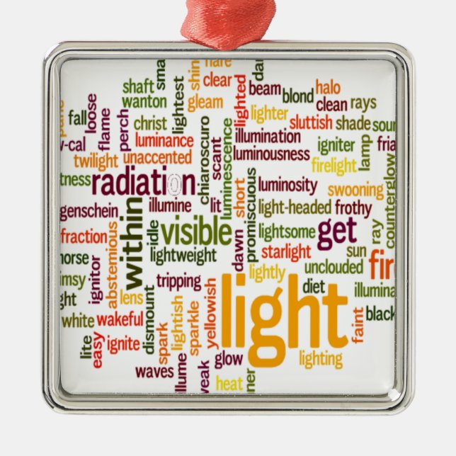 Light Word Cloud Art Print Ornament Aus Metall (Vorne)