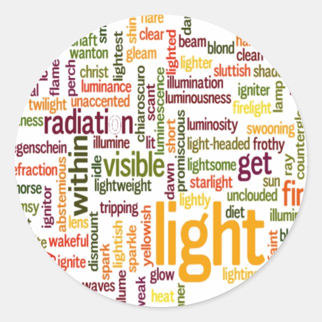 Light Word Cloud Art Print Runder Aufkleber (Vorderseite)