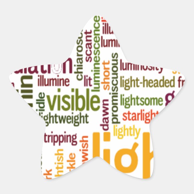 Light Word Cloud Art Print Stern-Aufkleber (Vorderseite)