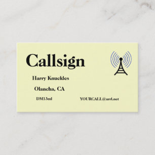 Light Yellow Amateur Radio Call Sign Visitenkarte