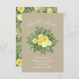 Light Yellow & Khaki Ecru Wedding Rett Date Einladung
