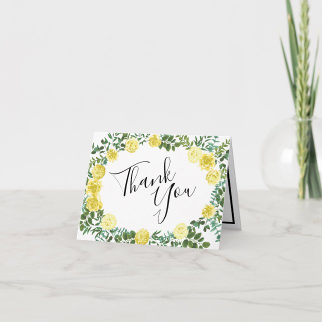 Light Yellow Peony Rose Floral Wedding Vielen Dank Dankeskarte (Vorderseite)