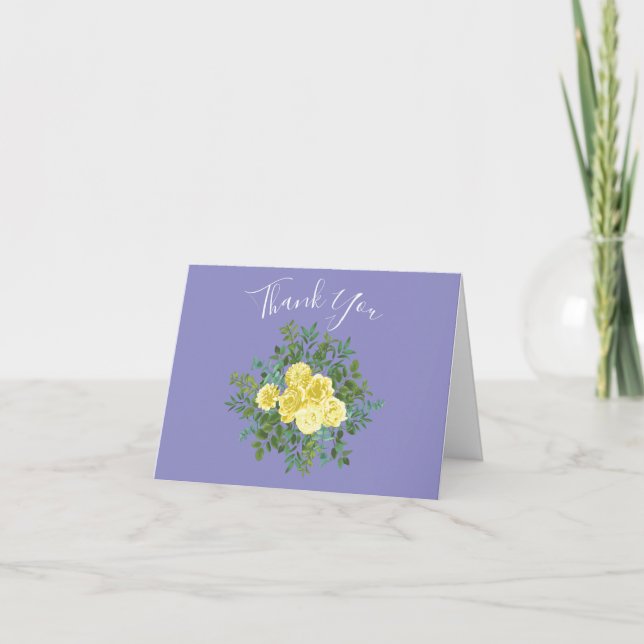 Light Yellow & Periwinkle Blue Floral Vielen Dank Dankeskarte (Vorderseite)