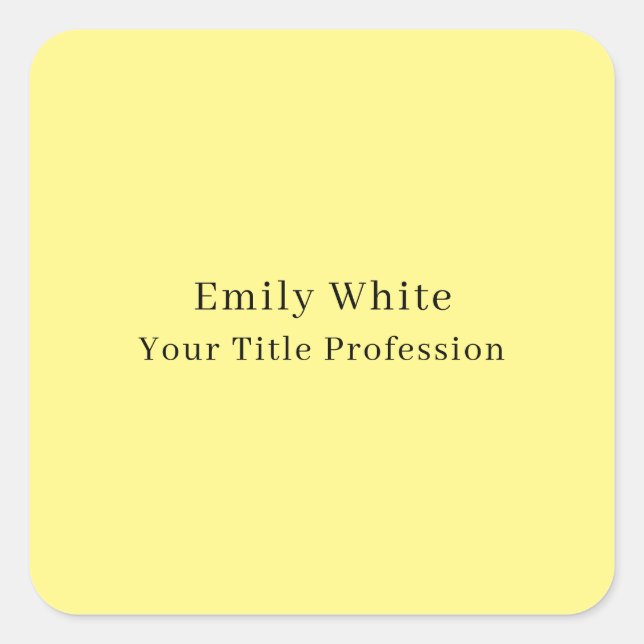 Light Yellow Plain Elegant Professional Modern Quadratischer Aufkleber (Vorderseite)