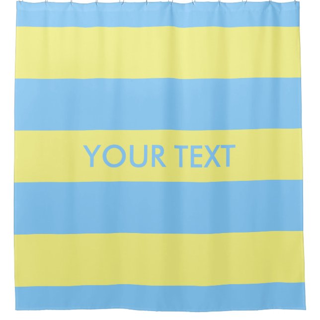 Light Yellow Sky Blue Bold H Strip #3 Monogram Duschvorhang (Vorderseite)