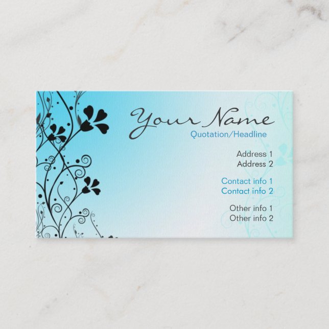 LightBlue Florali Business Card Visitenkarte (Vorderseite)