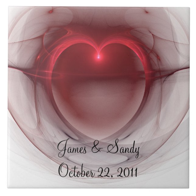 Lighted Heart Fractal Personalized Fliese (Vorderseite)