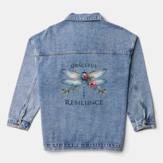 Lighthearted Joy - Artistic Dragonfly Jeansjacke (Rückseite)
